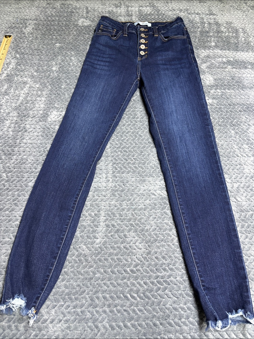 KanCan Dark Blue Button-Fly Skinny Jeans